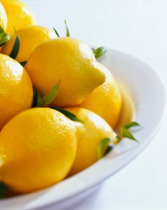 Lemons in White Bowl